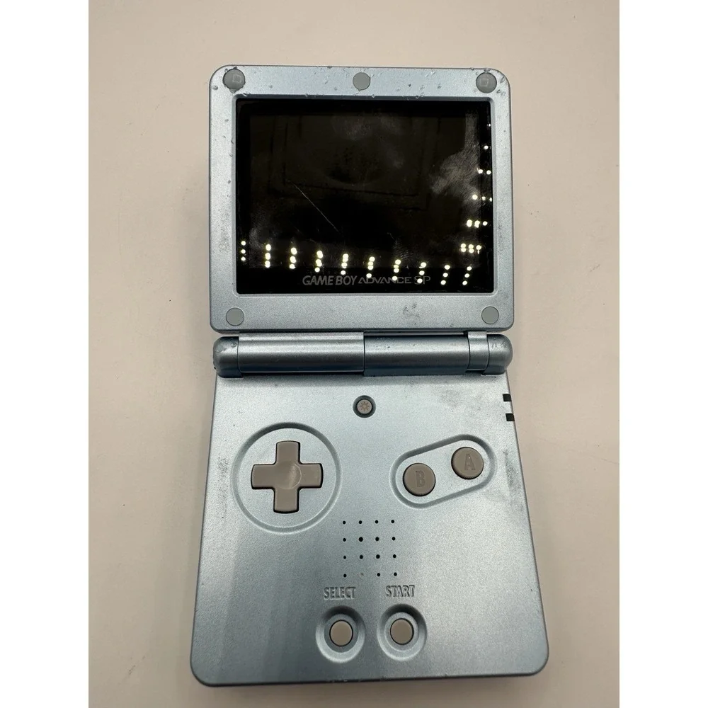Game Boy Advance SP AGS-101 Pearl Blue w/ Box & Manuals Broken Screen